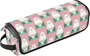 [sanluoli] Hair Tool Travel Bag with Removable Heat Resistant Mat Dustproof Travel Hair Straightener Bag Happy Valentine's Day Letter Bear