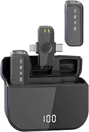 Desong Wireless Lavalier Microphone Compatible for iPhone Android Camera PC,Dual Plug Lightning USB-C,Omnidirectional Sound Pickup for Video Recording,Filming,Live Streaming,Vlogging