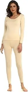 [Mcilia] Women's Ultrathin Modal Round Neck Thermal Underwear Top & Bottom Set