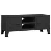 vidaXL Industrial TV Cabinet Black Metal Media Side Cabinet Sideboard TV Stand