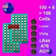 106(100+6) x LR44 Battery 0Hg A76/AG13 1.5V Alkaline Batteries Loose Button Cell