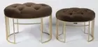 Premium Tufted Ottomans-L2-Velvet Oval Shape with Metal Gold Stand -Coffee Brown