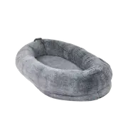 Fin Giant Human Sized Dog Bed Soft Orthopedic Pet Bed W/ Washable Faux Fur & Blanket