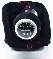Gear Shift Knob Suede Leather Black Red 5/6 Speed Gear Shift Knob Gaiter Boot Cover Complete Hand Ball for A&3 S&3 2001 2002 2003(Black,6 Speed)
