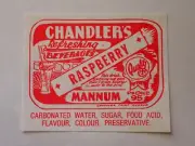 CHANDLERS RASPBERRY BEVERAGES MANNUM LABEL ORIGINAL UNUSED SOUTH AUSTRALIA c1950