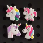 4 x UNICORN CROC JIBBITZ SHOE CHARM PARTY FAVOR CAKE DECORATION