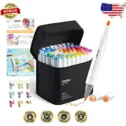 72 Vibrant Double-Tipped Alcohol Markers Set with Blender - Endless Creativity