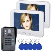 7" LCD 2 Monitors RFID Password Video Door Phone Intercom Doorbell 1000 TV Line