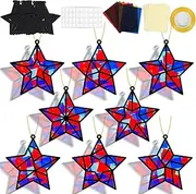 QOUBAI 32 Sets Star Suncatchers Craft Kit DIY Window Stained Glass Effect Paper Crafts for Home School Classroom Decor Kid Birthday Gifts Creative Art Projects Activity