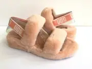 UGG FLUFF OH YEAH SLIDE BEVERLY PINK MOCCASIN SLIP ON SANDAL US 7 / EU 38 / UK 5
