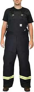 [CARHARTT] Men's 101628 Flame-Resistant Striped Duck Bib Overall - Quilt Lined - 50W x 28L - Black