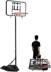 Adjustable Portable Basketball Hoop for Kids & Youth, 6.9ft to 8.7ft Height, Indoor Outdoor Basketball Goal System with Wheels – Easy Assembly