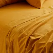 MyHouse Stonewash Flat Sheet 255X260cm 100% Cotton - Mango - Queen