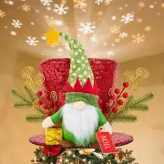 Red Christmas Tree Topper Hat Lighted 3D Christmas Projector Rotating Snowfla...
