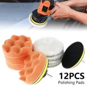 12pcs 4 Inch Polishing Pads Sponge Woolen Waxing Buffing Pad Kits with M10 ❉