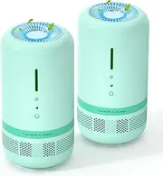 Air Purifiers for Home, 2 Pack H13 HEPA Air Purifier for Room up to 645ft², 360° Outlet, 99.97% Particle Capture for Dust, Smoker, Type-C Charging, Included Adapter, VF04, Green