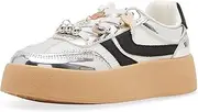 [Steve Madden] Girl's Jjersey Sneaker, Silver, 5 Big Kid