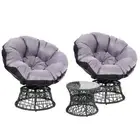 Outdoor Lounge Setting Wicker Papasan Chair Table Patio Black Sofa Couch