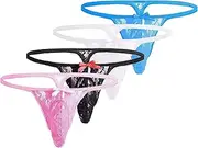 [Naughty Nymph] Men's Lace Thong Pouch Panties, Comfortable G-String Panties for Men