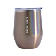 Stemless Vacuum Insulated Wine Tumbler 355ml (12oz) Rose Gold (Glitter)