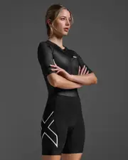 Core Sleeved Trisuit, 2XU, S, Black/White, Female