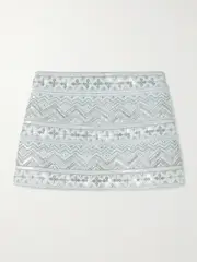 [DES PHEMMES] DES_PHEMMES - Embellished Cotton Mini Skirt - Light blue - IT44 IT 44 Blue