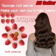 6/12PCS Strawberry Hair Curl Sponge Styling Tool Curler Curlers No Heat UL