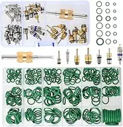 Car A/C Repair Kit 270PCS O-Ring Seals Kit + 35PCS A/C Valve Core Assortment with Remover Tool,R12 R134a Refrigeration Valve Stem Cores, also for Tire Valve Stems.