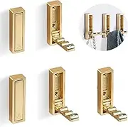 5 PCS Foldable Gold Wall Hooks,Modern Minimalist Clothes Hooks Invisible Hooks,Clothes Wall Hooks,Kitchen Folding Clothes Hook,Heavy Duty for Coats, Towels, Backpacks, Bags