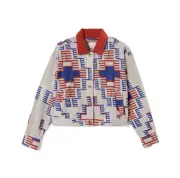 Brixton Trail Terry Cloth Trucker Jacket Womens in Electronic Indigo Pattern -