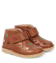 [Petit Nord] Petit Nord Embroidered leather boots UK 11 brown