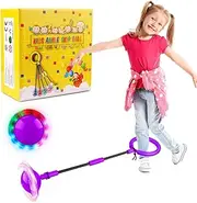 Ankle Skip Ball for Kids, Foldable Colorful Light Flash Wheel Skip It Ball for Kids(Purple)