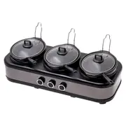Westinghouse 3x2.5-Litre 3-Pot Slow Cooker - Black Stainless Steel