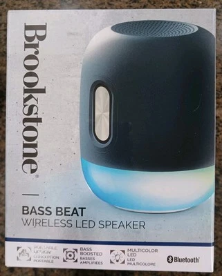 Brookstone Bass Beat Wireless LED Speaker NEW