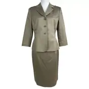 Tahari ASL Women’s NWT Teak Tan Spencerville Blazer Skirt Career Suit 10/C39/W31