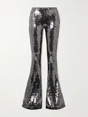 [16ARLINGTON] 16ARLINGTON - Koro Sequined Tulle Flared Pants - Anthracite - UK 4 UK 4 Gray