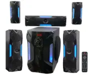 HTS56 1000W 5.1 Channel Home Theater System with 8" Subwoofer, Bluetooth, USB, I