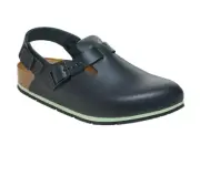 BIRKENSTOCK Tokio Pro Black PU Coated Natural Leather Regular Fitting