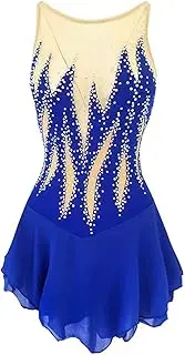 [Zagitova] Figure Skating Dress for Girls Patchwork Sleeveless Women Competition Dance Outfit with Shiny Rhinestone