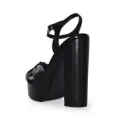 Wild Diva Women's Vintage Style Knotted Ankle Strap Platform Chunky Block Heel