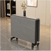 Exquisite Modern Extendable Folding Dining Table with 6 Wheels Space Saving Design for Small Spaces Ideal for Restaurant Kitchen Bedroom Versatile Décor Option.