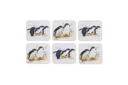 6PK Ashdene Australian Birds 11cm Penguins Hardboard Cork Drink Coaster Square