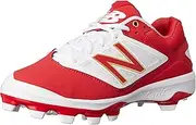[New Balance] Men's PL4040V3 TPU Baseball Shoe, Red/White, 6.5 D US