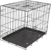 POPETPOP Folding Dog Cage for Small and Medium Pets Durable Construction Portable Black Pet Enclosure for Poodles Rabbits and Cats Easy to Carry