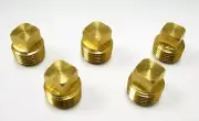 5pc Brass Pipe Square Head Plugs 1/4 NPT Fuel Air Boat MettleAir 109-B