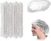 Jrusmr 100 Pcs Nonwoven Elastic Caps, 19 In Dust Covers, Stretch Bouffant Head Nets, Soft & Breathable Unisex Hats for Shower, Food Service, Kitchen, Hospital, and Beauty Salon (White)
