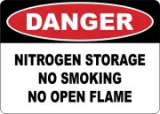 OSHA DANGER: NITROGEN STORAGE NO SMOKING NO FLAME| Laminated Vinyl Decal Sticker