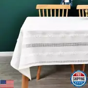 Yofori Heavy Duty Cotton Linen Table Cloth for Square Table White Farmhouse V