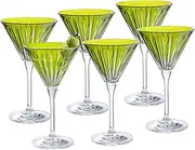 Barski Colored Martini Cocktail Glass - Green Stemmed Martini Champagne Glasses - For Martini - Champagne - Cocktails - Margarita - Set of 6 - Gift Ready - Green - 7 Oz. - Made in Europe