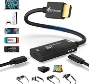 [Guermok] AR Glasses HDMI to USB-C Display Adapter, 4K@60Hz Play and Charge XR Converter with DC 5V, for XREAL One/Air 2 Pro/RayNeo/Rokid, Steam, Switch2/1, PS5/4, Portable Monitors (Black)